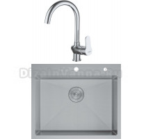 Комплект Мойка D&K DKS604504, сатин + Смеситель Rhein Marx