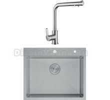 Комплект Мойка D&K DKS604504, сатин + Смеситель Rhein Schiller DA1461601