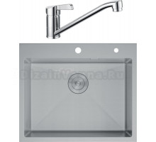 Комплект Мойка D&K DKS604504, сатин + Смеситель Rhein Schiller