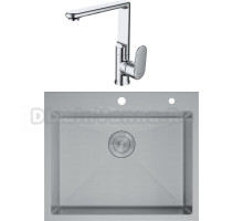 Комплект Мойка D&K DKS604504, сатин + Смеситель Rhein Speyer