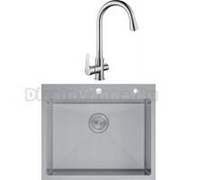 Комплект Мойка D&K DKS604504, сатин + Смеситель Rhein Valerius DA1361601