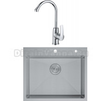 Комплект Мойка D&K DKS604504, сатин + Смеситель Rhein Valerius