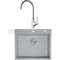 Комплект Мойка D&K DKS604504, сатин + Смеситель Rhein.Dusseldorf