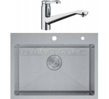 Комплект Мойка D&K DKS605004, сатин + Смеситель Rialto