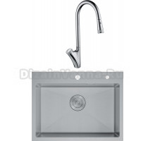 Комплект Мойка D&K DKS605004 сатин + Смеситель Bayern Alfeld DA1482501