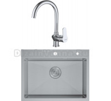 Комплект Мойка D&K DKS605004 сатин + Смеситель Rhein Marx DA1392401