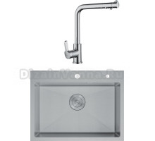 Комплект Мойка D&K DKS605004 сатин + Смеситель Rhein Schiller DA1461601