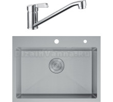 Комплект Мойка D&K DKS605004 сатин + Смеситель Rhein Schiller DA1462301