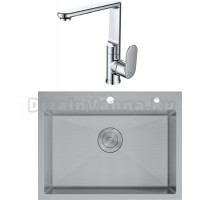 Комплект Мойка D&K DKS605004 сатин + Смеситель Rhein Speyer DA1312401