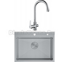 Комплект Мойка D&K DKS605004, сатин + Смеситель Rhein Valerius DA1361601