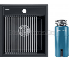 Комплект Мойка Paulmark Stepia + Step PM114651-BLM+R375-BS, черный металлик + Измельчитель Intenso