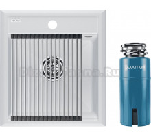 Комплект Мойка Paulmark Stepia + Step PM114651-WH+R375-BS, белая + Измельчитель Intenso