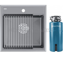 Комплект Мойка Paulmark Stepia + Step PM115051-GRM+R375-BS, серый металлик + Измельчитель Intenso