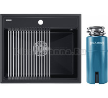 Комплект Мойка Paulmark Stepia + Step PM115951-BLM+R375-BS, черный металлик + Измельчитель Intenso