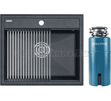 Комплект Мойка Paulmark Stepia + Step PM115951-DG+R375-BS, графит + Измельчитель Intenso