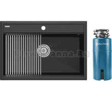 Комплект Мойка Paulmark Stepia + Step PM117551-AN+R375-BS, антрацит + Измельчитель Intenso