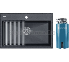 Комплект Мойка Paulmark Stepia + Step PM117551-DG+R375-BS, графит + Измельчитель Intenso