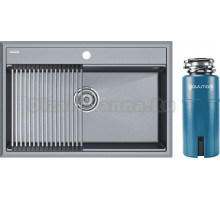 Комплект Мойка Paulmark Stepia + Step PM117551-GRM+R375-BS, серый металлик + Измельчитель Intenso