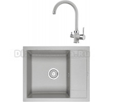 Комплект Мойка KRONA Flugel WR600-500 1, 60х50 см, gray + Смеситель Brunnen H270 1, gray