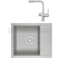 Комплект Мойка KRONA Flugel WR600-500 1, 60х50 см, gray + Смеситель Brunnen H290 1, gray