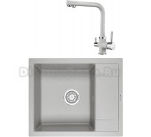 Комплект Мойка KRONA Flugel WR600-500 1, 60х50 см, gray + Смеситель Brunnen H315 1, gray