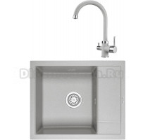 Комплект Мойка KRONA Flugel WRL780-500 1, 78х50 см, gray + Смеситель Brunnen H270 1, gray
