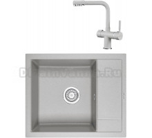 Комплект Мойка KRONA Flugel WRL780-500 1, 78х50 см, gray + Смеситель Brunnen H290 1, gray