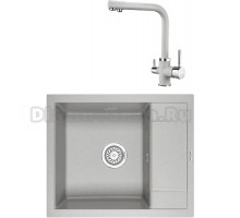 Комплект Мойка KRONA Flugel WRL780-500 1, 78х50 см, gray + Смеситель Brunnen H315 1, gray