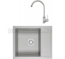 Комплект Мойка KRONA Flugel WRL780-500 1, 78х50 см, gray + Смеситель Wasser H265 1, gray