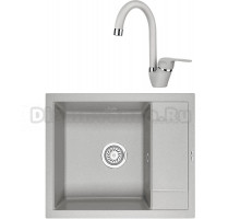Комплект Мойка KRONA Flugel WRL780-500 1, 78х50 см, gray + Смеситель Wasser H270 1, gray
