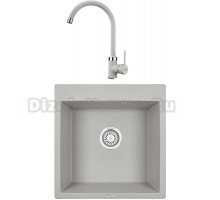 Комплект Мойка KRONA Quadrat W510-520 1, 51х50 см, gray + Смеситель Wasser H265 1, gray