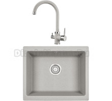 Комплект Мойка KRONA Quadrat W550-460 1, 55х46 см, gray + Смеситель Brunnen H270 1, gray