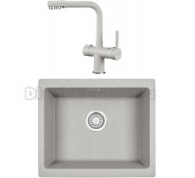 Комплект Мойка KRONA Quadrat W550-460 1, 55х46 см, gray + Смеситель Brunnen H290 1, gray