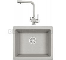 Комплект Мойка KRONA Quadrat W550-460 1, 55х46 см, gray + Смеситель Brunnen H315 1, gray