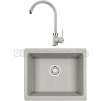 Комплект Мойка KRONA Quadrat W550-460 1, 55х46 см, gray + Смеситель Wasser H265 1, gray