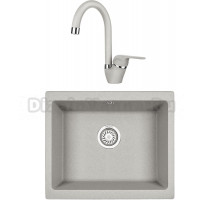 Комплект Мойка KRONA Quadrat W550-460 1, 55х46 см, gray + Смеситель Wasser H270 1, gray