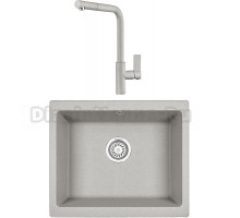 Комплект Мойка KRONA Quadrat W550-460 1, 55х46 см, gray + Смеситель Wasser H300 1, gray