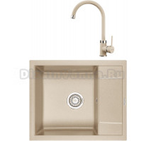 Комплект Мойка KRONA Flugel WR600-500 1, 60х50 см, sand + Смеситель Wasser H265 1, sand