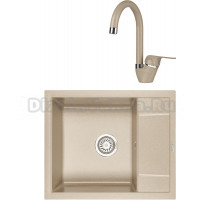 Комплект Мойка KRONA Flugel WR600-500 1, 60х50 см, sand + Смеситель Wasser H270 1, sand