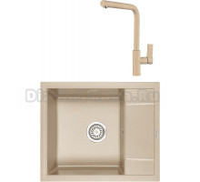 Комплект Мойка KRONA Flugel WR600-500 1, 60х50 см, sand + Смеситель Wasser H300 1, sand