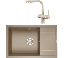 Комплект Мойка KRONA Flugel WRL780-500 1, 78х50 см, sand + Смеситель Brunnen H290 1, sand