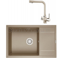 Комплект Мойка KRONA Flugel WRL780-500 1, 78х50 см, sand + Смеситель Brunnen H315 1, sand