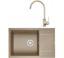 Комплект Мойка KRONA Flugel WRL780-500 1, 78х50 см, sand + Смеситель Wasser H265 1, sand