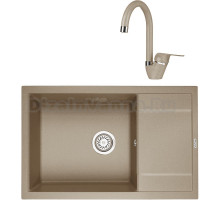 Комплект Мойка KRONA Flugel WRL780-500 1, 78х50 см, sand + Смеситель Wasser H270 1, sand