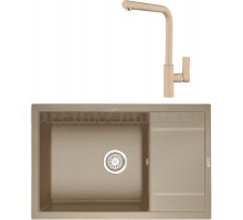 Комплект Мойка KRONA Flugel WRL780-500 1, 78х50 см, sand + Смеситель Wasser H300 1, sand