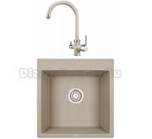 Комплект Мойка KRONA Quadrat W510-520 1, 51х50 см, sand + Смеситель Brunnen H270 1, sand
