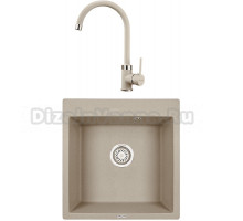 Комплект Мойка KRONA Quadrat W510-520 1, 51х50 см, sand + Смеситель Wasser H265 1, sand