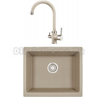 Комплект Мойка KRONA Quadrat W550-460 1, 55х46 см, sand + Смеситель Brunnen H270 1, sand