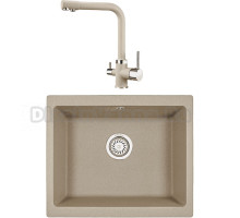 Комплект Мойка KRONA Quadrat W550-460 1, 55х46 см, sand + Смеситель Brunnen H315 1, sand