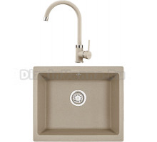 Комплект Мойка KRONA Quadrat W550-460 1, 55х46 см, sand + Смеситель Wasser H265 1, sand